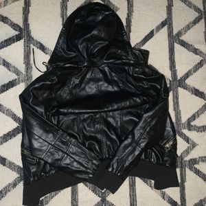 Urban Outfitters Vegan Leather Jacket with Hood